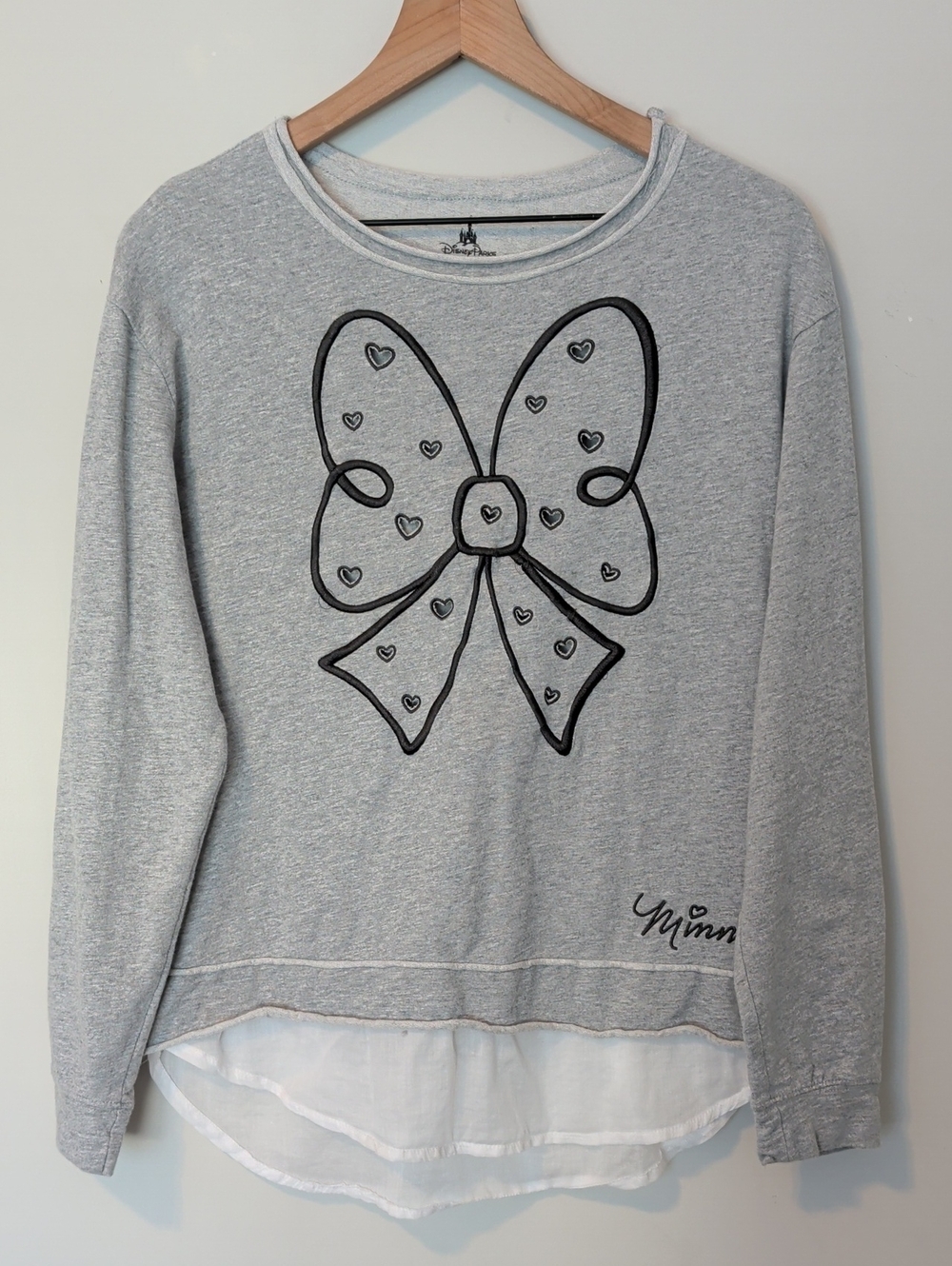 Disney Parks Minnie Mouse Bow Layered Sweatshirt Size M
